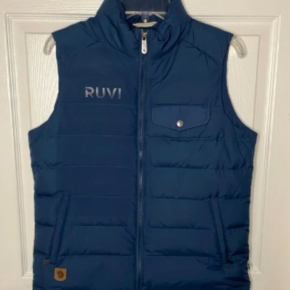 Fjallraven Quilted Greenland Blue Puffer Vest with Stand-Up Collar